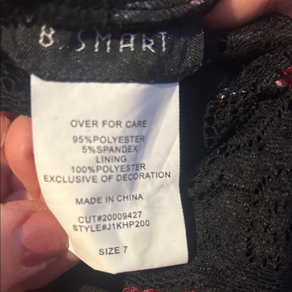 B. Smart Black and Pink Floral Mini Dress size 7 - Picture 8 of 8